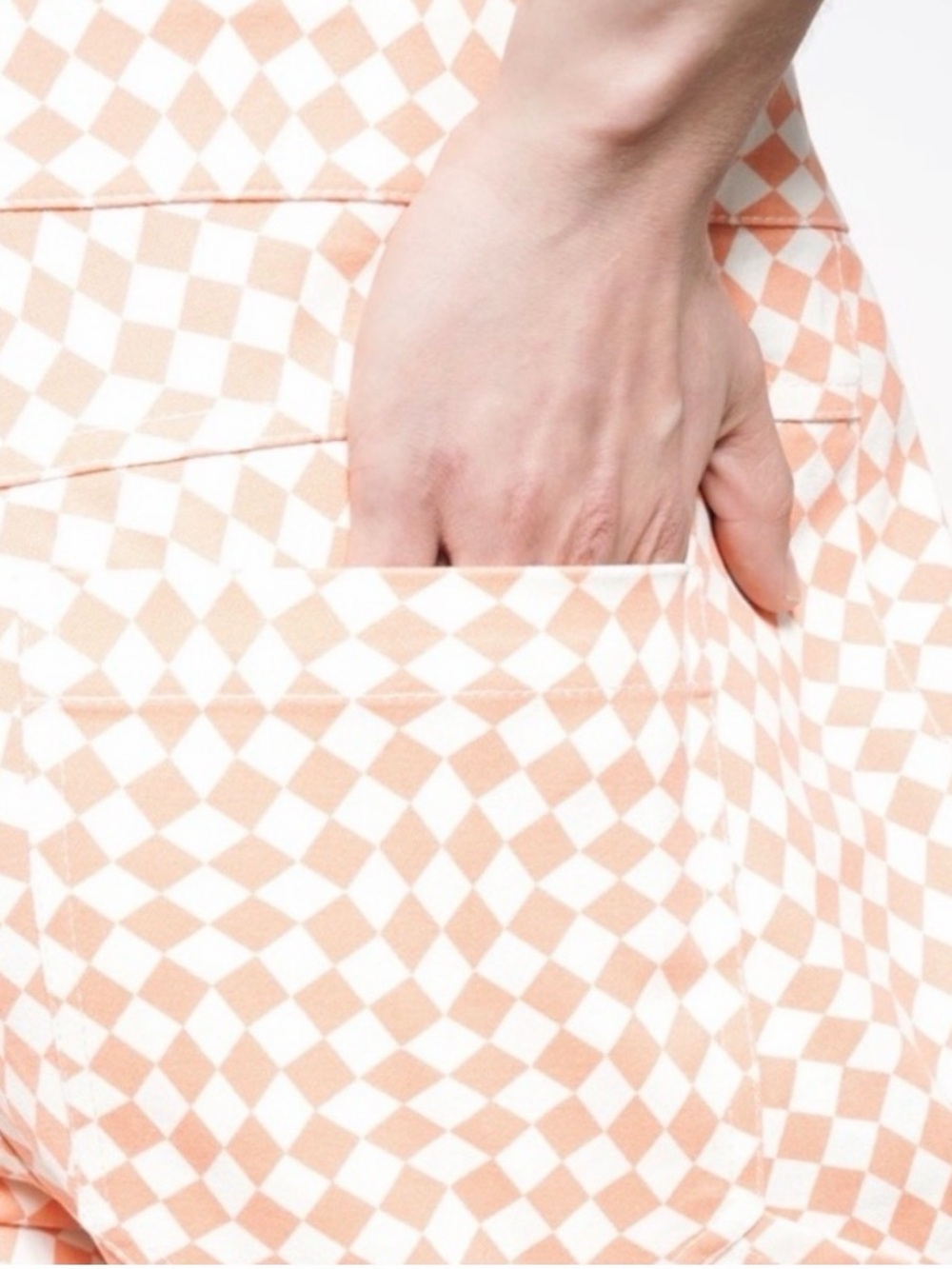 Wildfang Essential Optic Check Orange Checkered Coverall Jumpsuit Size XS - NWOT - Picture 3 of 13